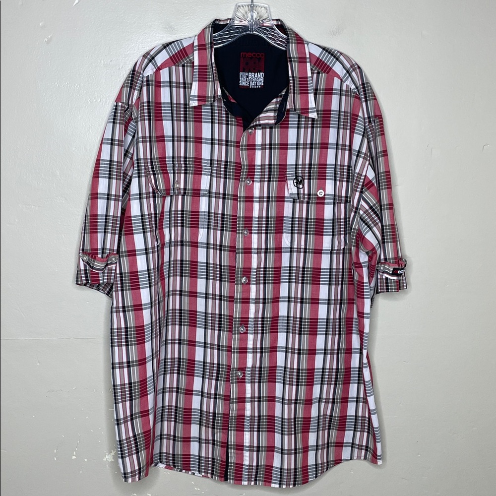 MECCA 1984 Red & Tan plaid Lightweight Cool Comfortable Button Up Shirt XL